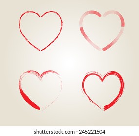 Heart shape design.Grunge heart set.Vector illustration.