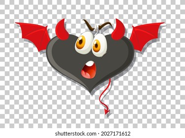 Heart shape devil with facial expression illustration