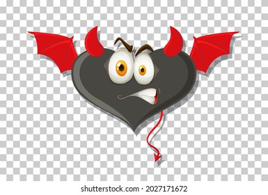 Heart shape devil with facial expression illustration