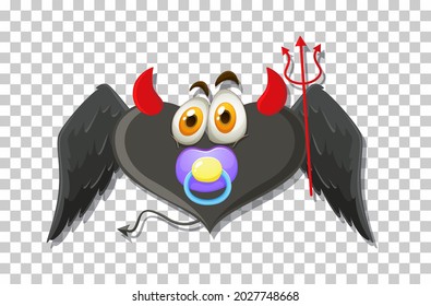 Heart shape devil with facial expression illustration