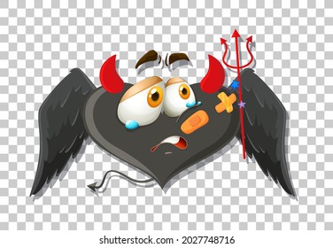 Heart shape devil with facial expression illustration