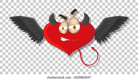 Heart shape devil with facial expression illustration