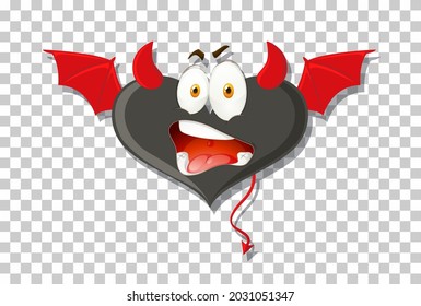 Heart shape devil with facial expression illustration