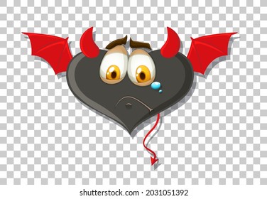 Heart shape devil with facial expression illustration