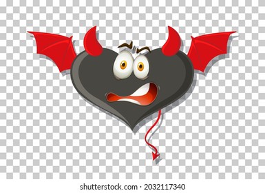 Heart shape devil with facial expression illustration