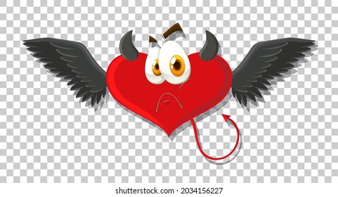 Heart shape devil with facial expression illustration