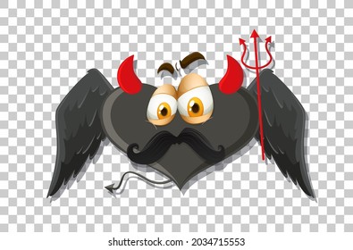 Heart shape devil with facial expression illustration