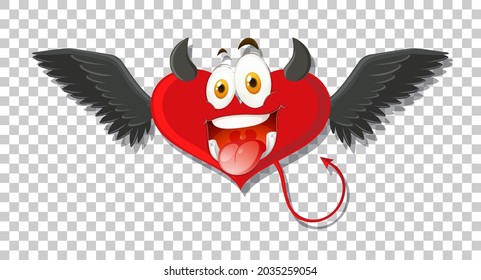 Heart shape devil with facial expression illustration