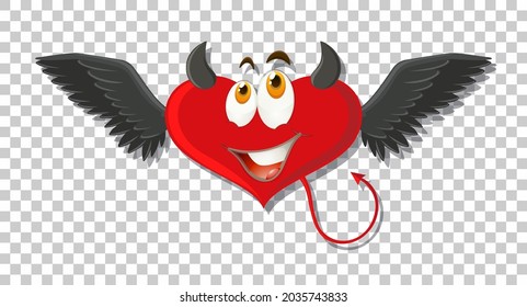 Heart shape devil with facial expression illustration