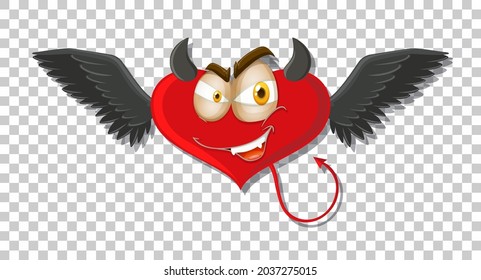 Heart shape devil with facial expression illustration