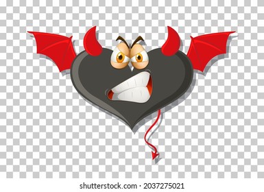 Heart shape devil with facial expression illustration