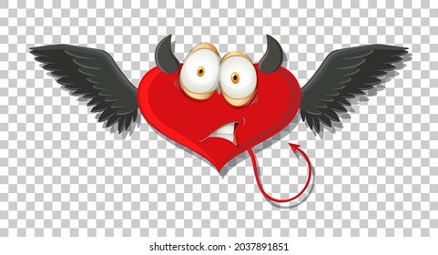 Heart shape devil with facial expression illustration