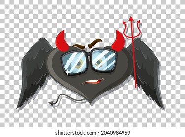 Heart shape devil with facial expression illustration