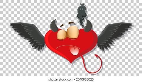 Heart shape devil with facial expression illustration