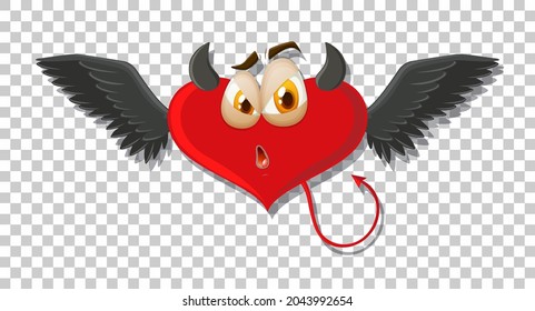 Heart shape devil with facial expression illustration