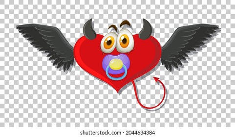 Heart shape devil with facial expression illustration