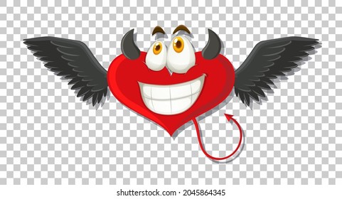 Heart shape devil with facial expression illustration