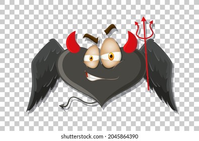 Heart shape devil with facial expression illustration