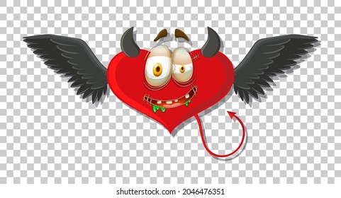 Heart shape devil with facial expression illustration