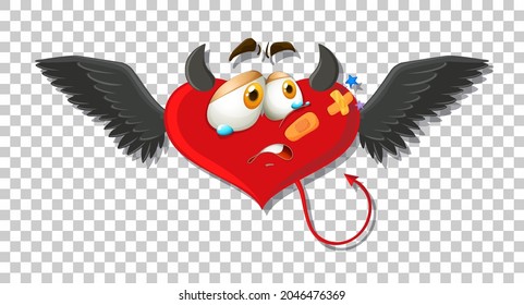 Heart shape devil with facial expression illustration