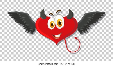 Heart shape devil with facial expression illustration