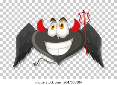 Heart shape devil with facial expression illustration