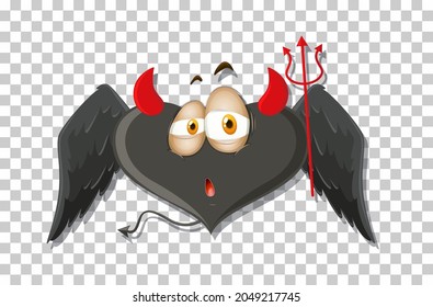Heart shape devil with facial expression illustration