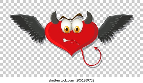 Heart shape devil with facial expression illustration