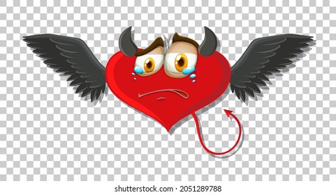 Heart shape devil with facial expression illustration