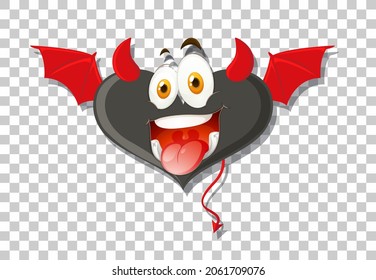Heart shape devil with facial expression illustration