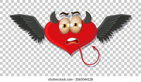 Heart shape devil with facial expression illustration