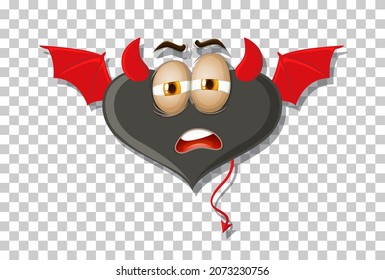 Heart shape devil with facial expression illustration