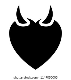 
Heart shape with devil like horns, a heart ones icon 
