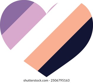 heart shape with diagonal stripes color of biromantic flag colors. biromantic flag colors vector illustration.