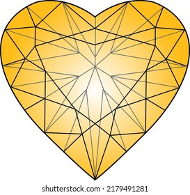 Cortar diamante de forma cardíaca. Forma de corazón de diamante de arte de línea moderna