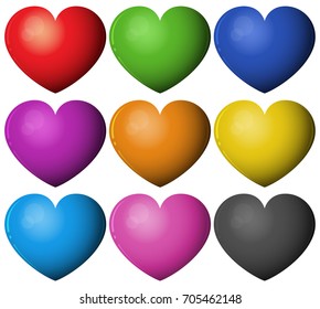 Heart shape in different colors illustration