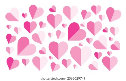 heart shape different shade isolated on white background.