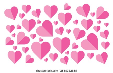 heart shape different shade isolated on white background.
