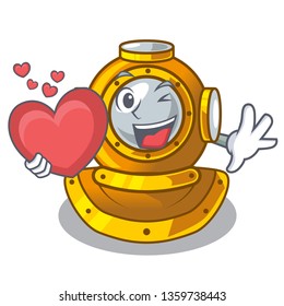 With heart shape diving helmet character in closet
