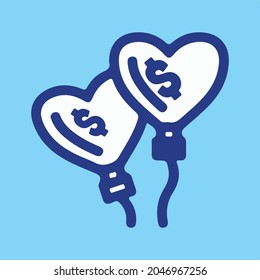 Heart Shape Dollar Sign Balloon or logo isolated sign symbol with US Dollar Currency Icon.eps