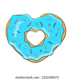 Heart in the shape of a donut. Cartoon. Vector illustration. Isolated on white background