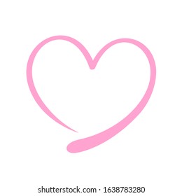 heart shape doodle pink line isolated on white, frame heart shape art line sketch brush for valentine, heart shape sign with hand drawn for element wedding icon love card, draw line heart shape simple