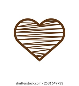 Heart shape in doodle style isolated on white background. Red heart love romantic icon. Simple cute vector illustration. black, yellow, blue, green, pink, purple and brown Love Icon.