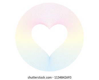 Heart shape dots lines pattern by colorful pastel rainbow color with space for text. Vector illustration for background,frame or design elements in love concept.