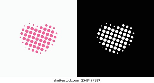 Diseño de logotipo de Vector de puntos en forma de corazón con estilo moderno, simple, limpio y abstracto. Icono para negocios, belleza, salud y marca personal.