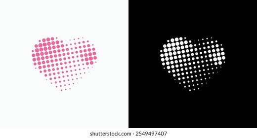 Diseño de logotipo de Vector de puntos en forma de corazón con estilo moderno, simple, limpio y abstracto. Icono para negocios, belleza, salud y marca personal.