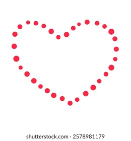 Heart shape dotted line vector doodle illustration, template for Valenine day design. 