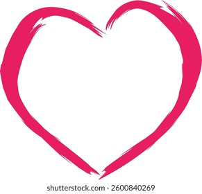 Heart shape drawn with a brush in red color