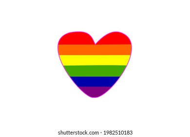 heart shape drawn with rainbow striped LGBT symbol, concept of LGBT pride month