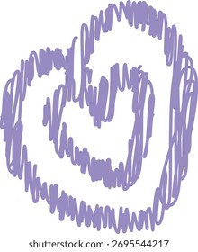 A heart shape drawn with rough, scribbled lines in a sketchy style. The illustration depicts an abstract heart using uneven, jagged strokes. Cartoon vector illustration.